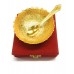  Gold Plated 1 Bowl 1 Spoon Set with a Wooden Box 