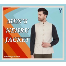 Half Sleeve Self Design Men Nehru  Jacket